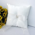 Wedding Day Ring Bearer Pillow -  Large White Bow